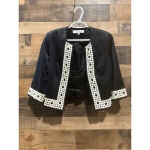 Trina Turk Black Floral Cropped Jacket with Matching Pants and Top –S6